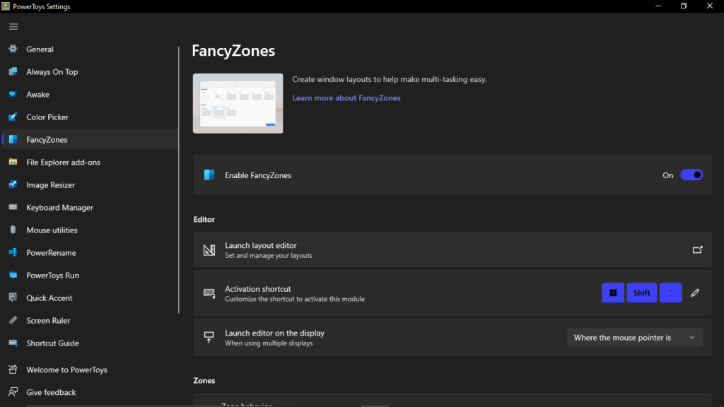powertoys fancyzones download
