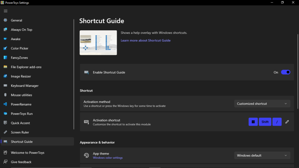 Microsoft PowerToys Shortcut Guide