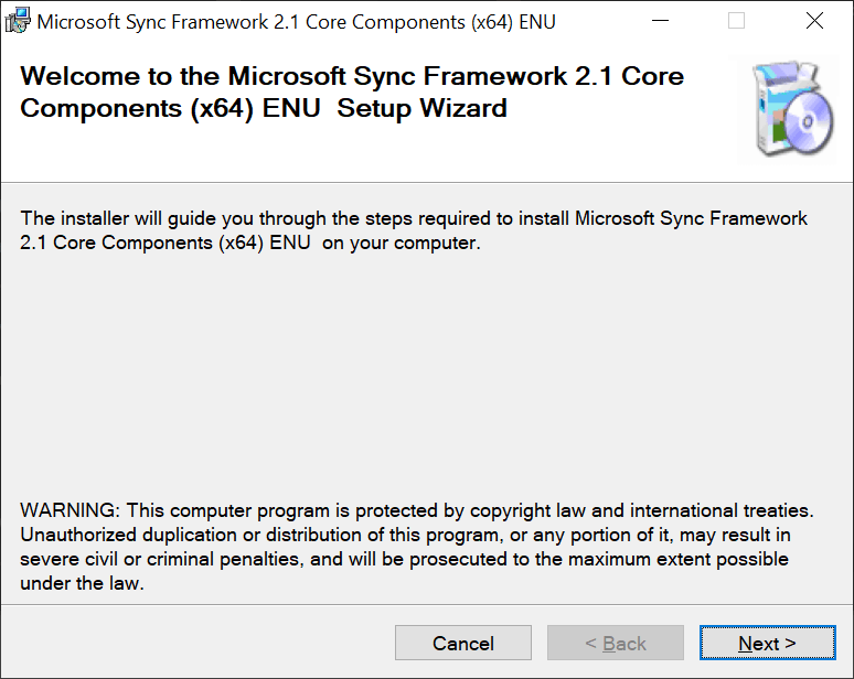 Microsoft Sync Framework Setup