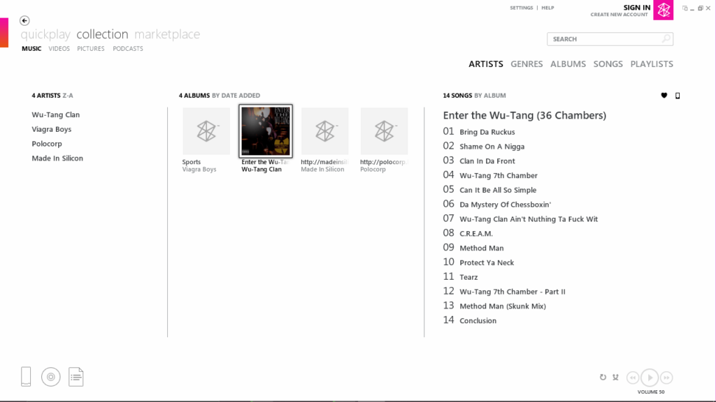 Microsoft Zune Music collection