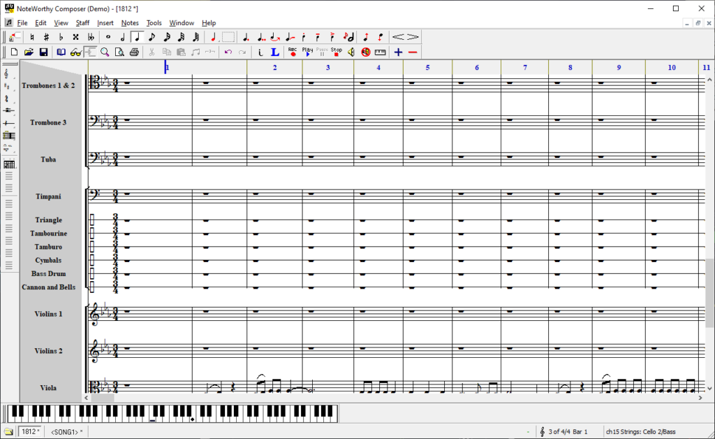NoteWorthy Composer Notation board