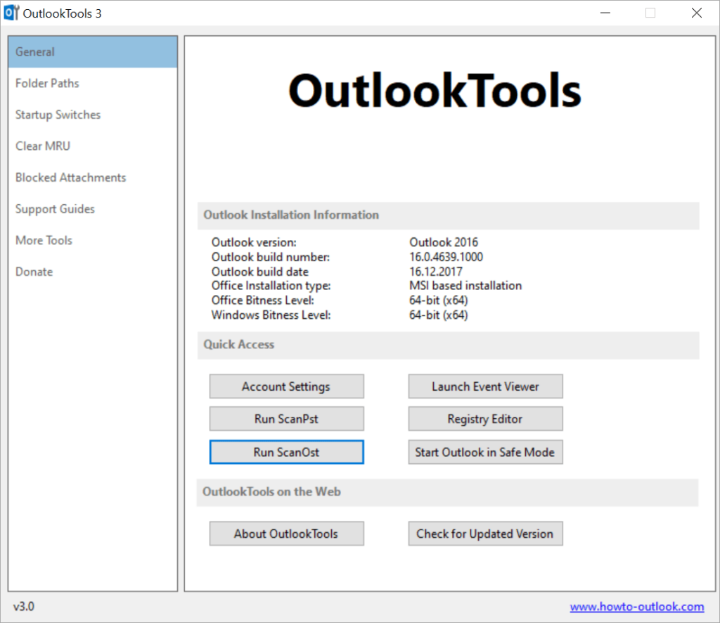 Outlook Tools General settings
