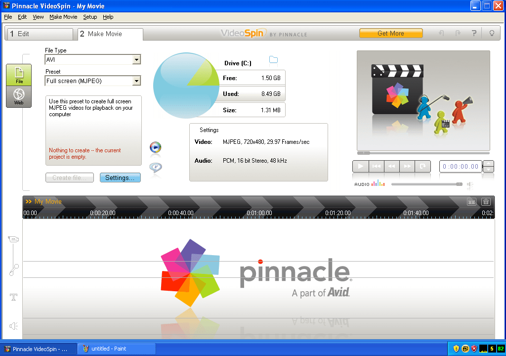Pinnacle VideoSpin Make a movie