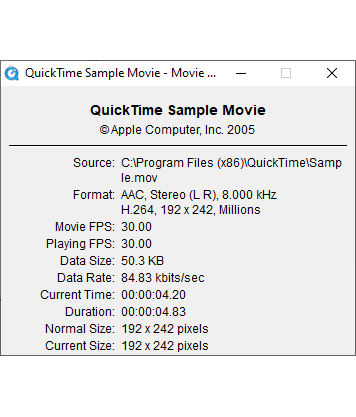QuickTime File properties