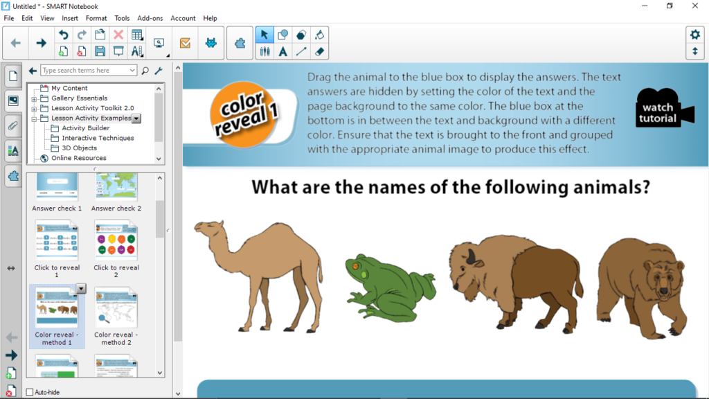 SMART Notebook Lesson example