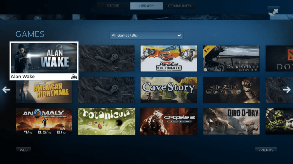 SteamOS Game library
