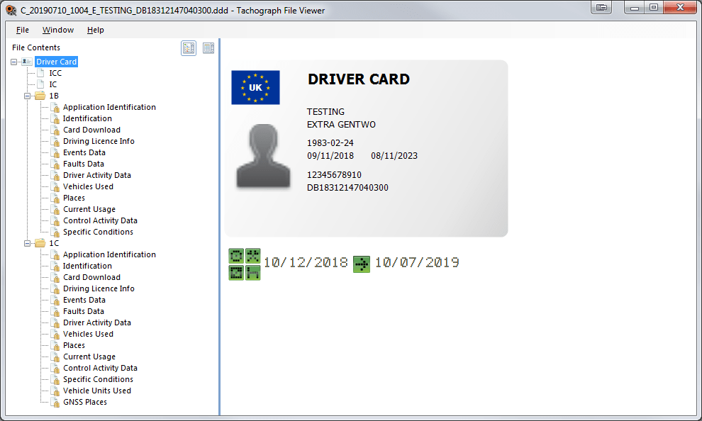 Tacho File Viewer Driver card