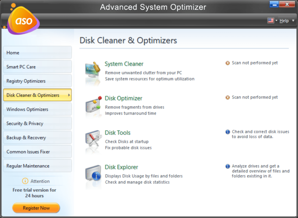 Advanced System Optimizer Disk cleaner