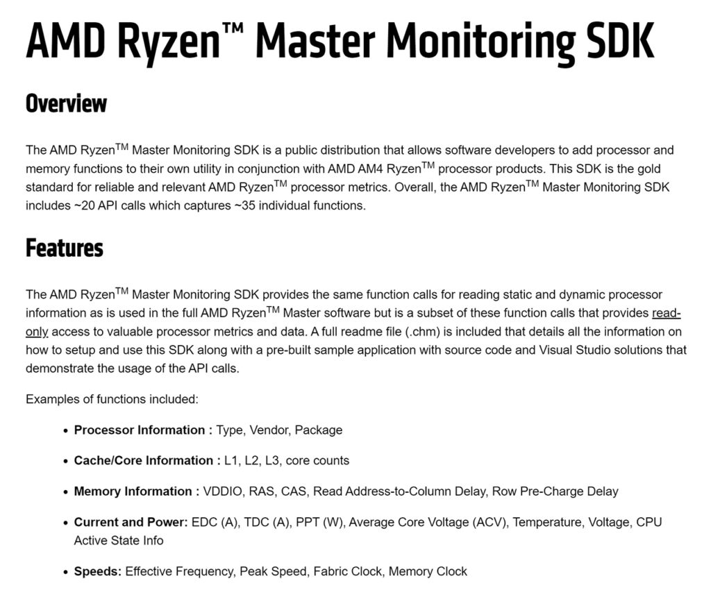 AMD Ryzen Master SDK Description