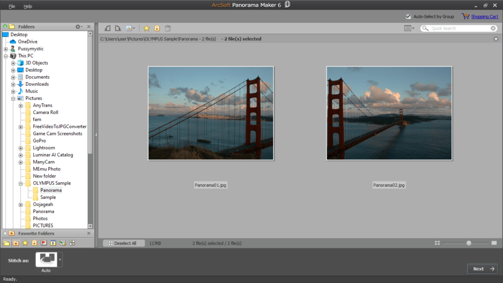 ArcSoft Panorama Maker Select pictures