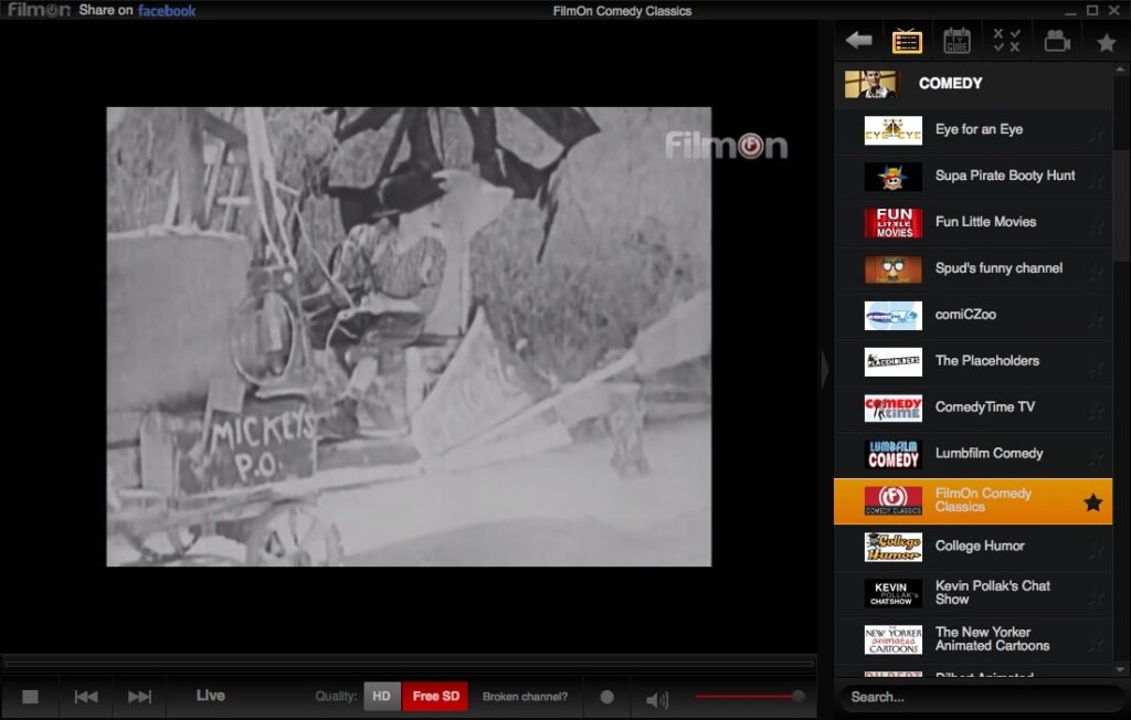 FilmOn HDi Player TV show playback