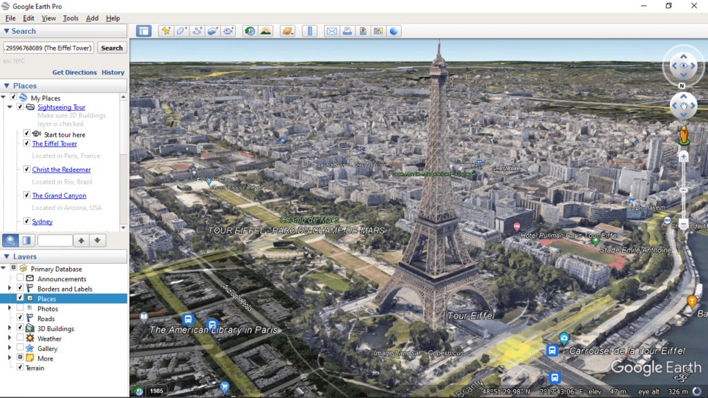 Google Earth Eiffel tower