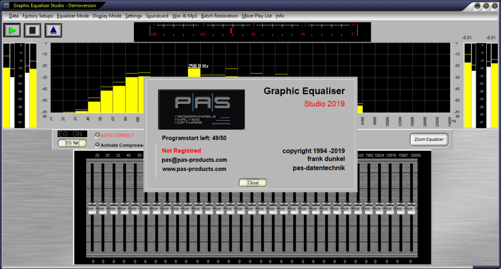 Graphic Equalizer Studio About screen