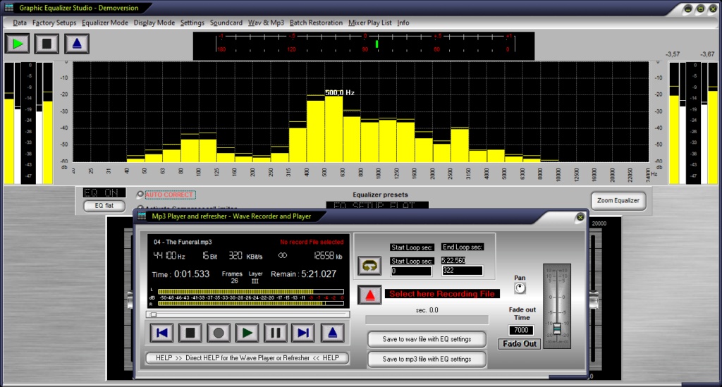 Graphic Equalizer Studio MP3 player