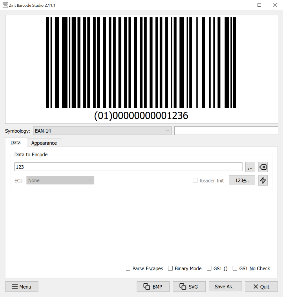 Zint Barcode Studio Barcode example