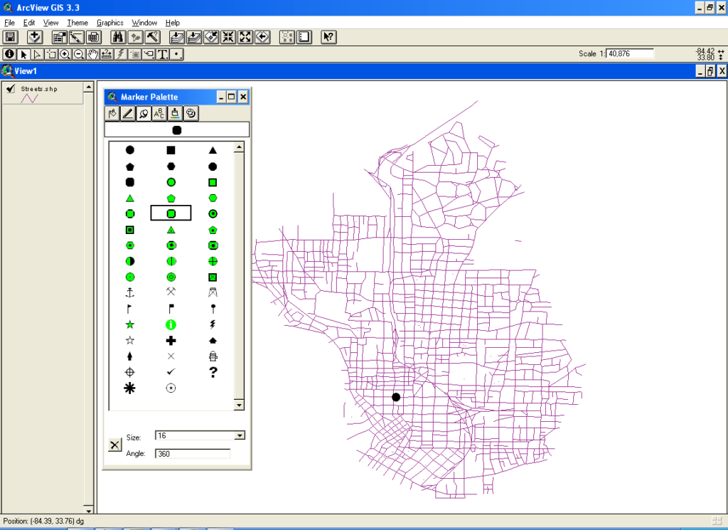 ArcView GIS Marker parameters