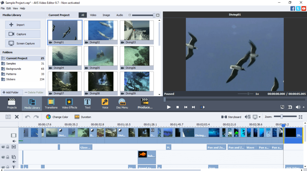 AVS Video Editor Media library