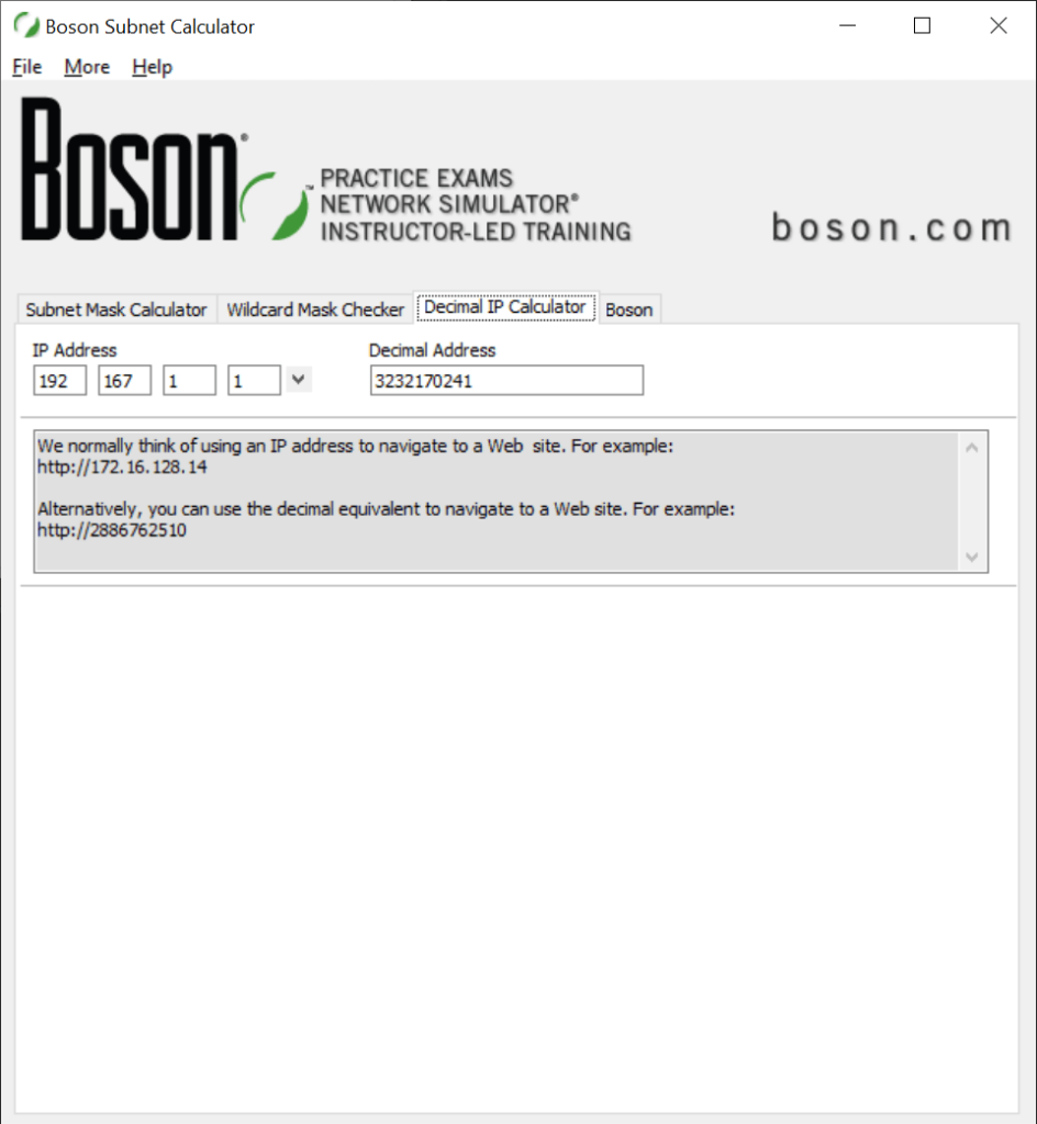 Boson Subnet Calculator IP converter