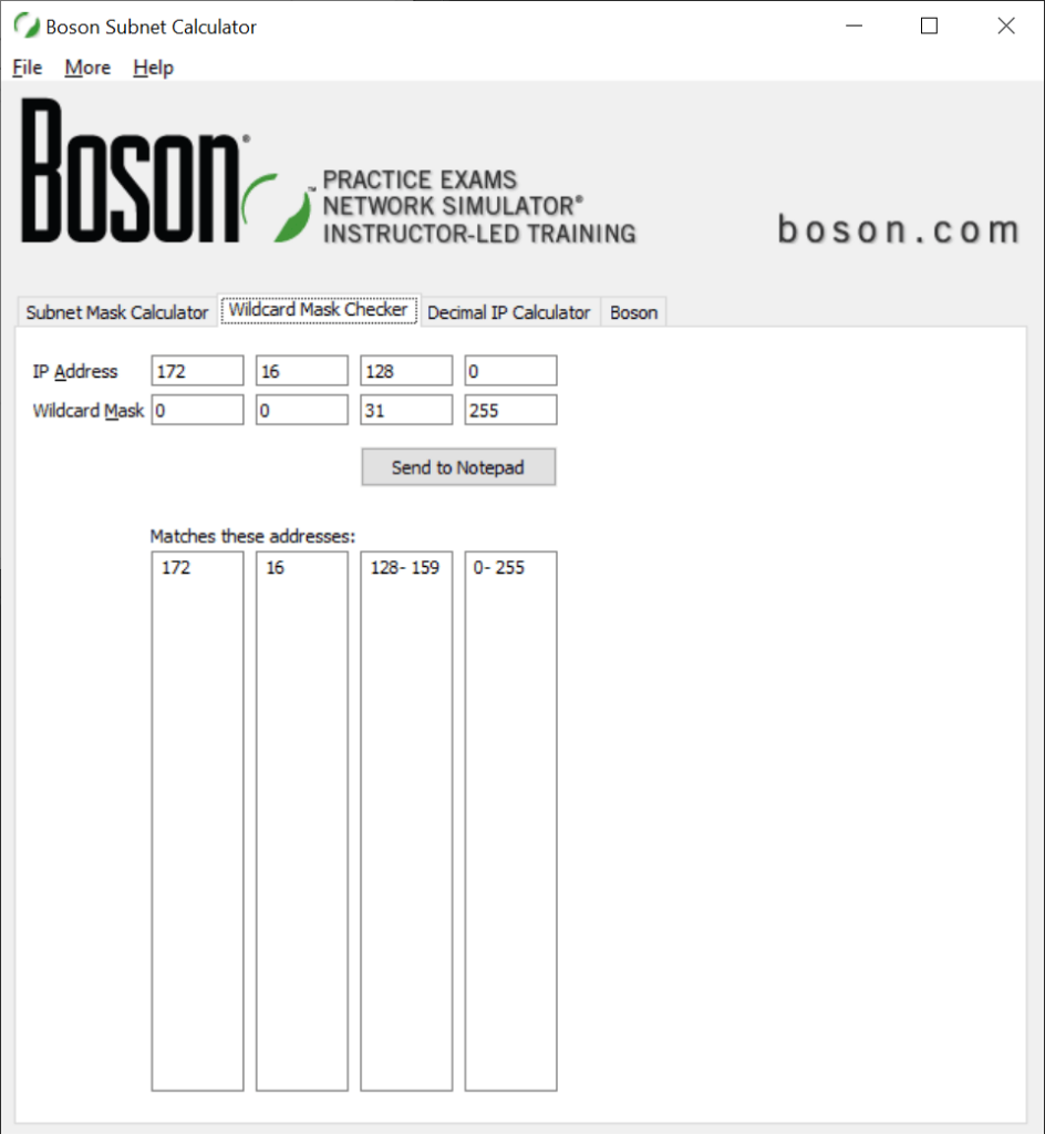 Boson Subnet Calculator Wildcard mask checker