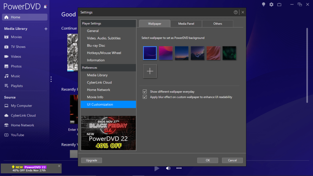 Cyberlink PowerDVD UI customization