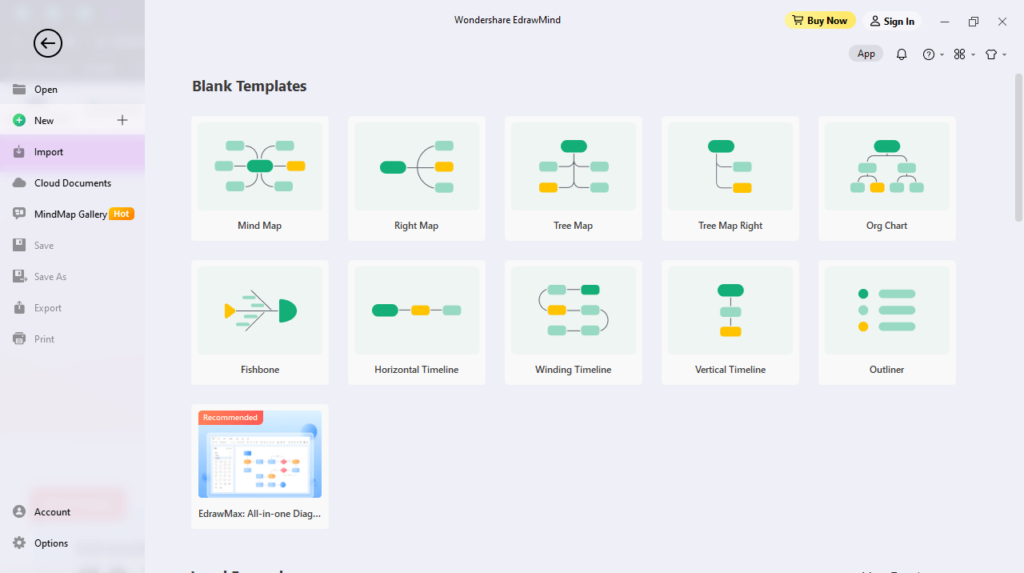 EdrawMind Blank templates