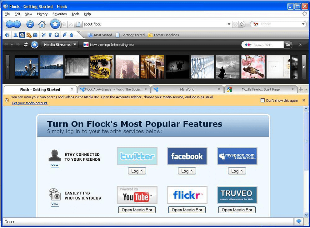 Flock Browser Media bar