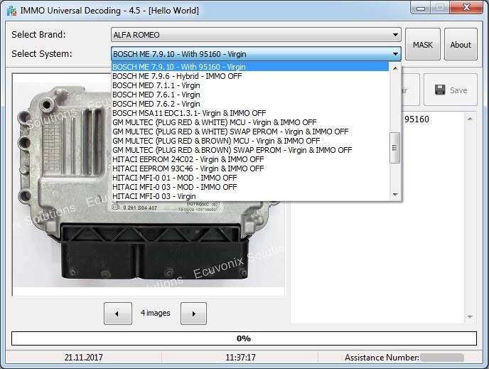 IMMO Universal Decoding Supported electrical systems