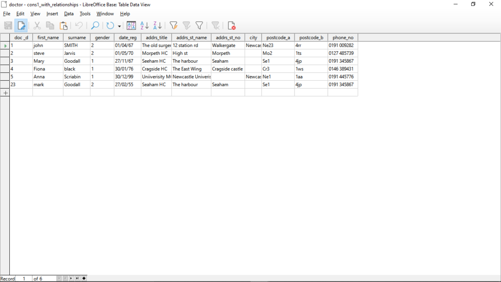 LibreOffice Edit database