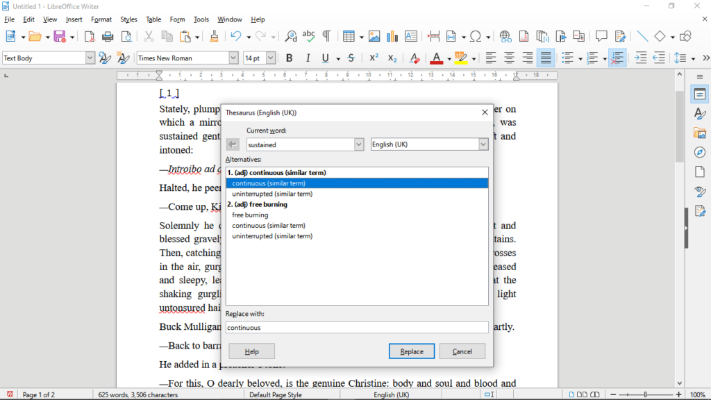 LibreOffice Thesaurus