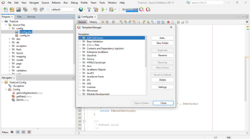 NetBeans Template Manager