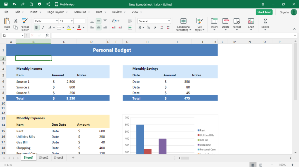 OfficeSuite Work with spreadsheets