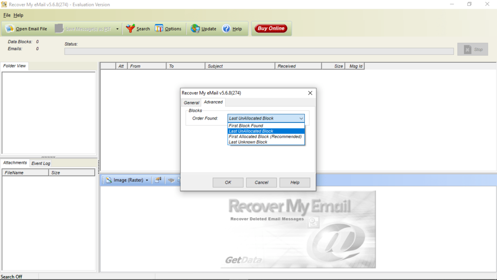 Recover My Email Advanced settings