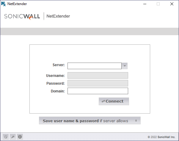 SonicWall SSL VPN NetExtender Login screen