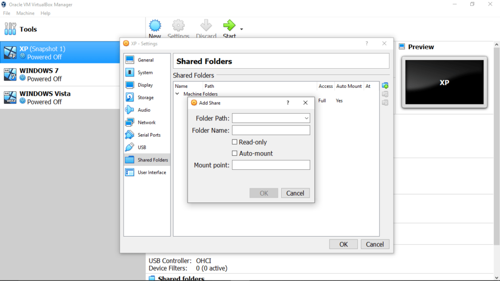 VirtualBox Share folders