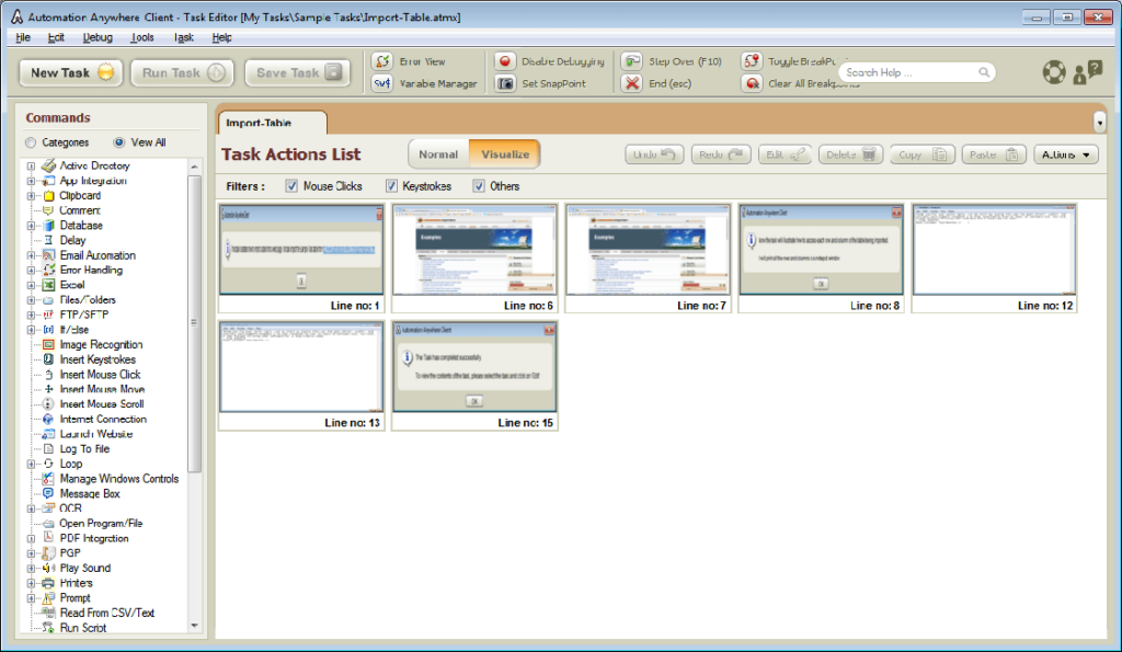 Automation Anywhere Action list