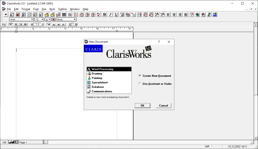 ClarisWorks Available project types