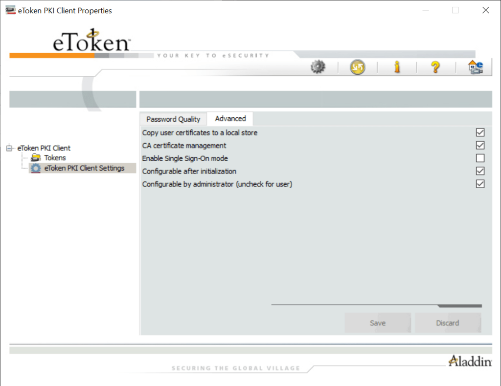 eToken PKI Client Advanced parameters
