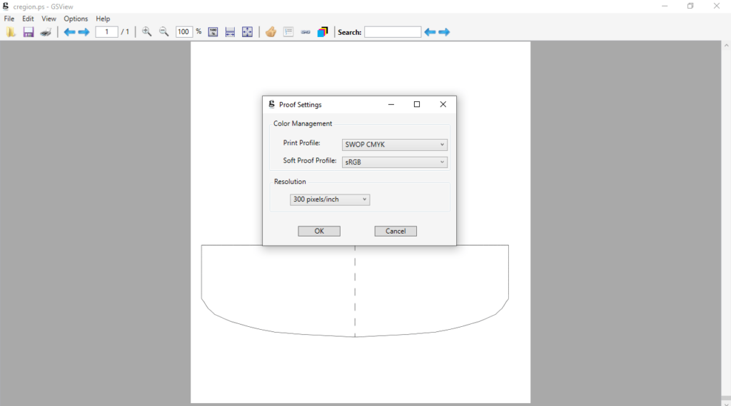 GSview Proof settings