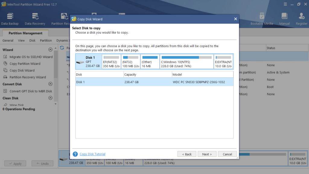 MiniTool Partition Wizard Copy Disks