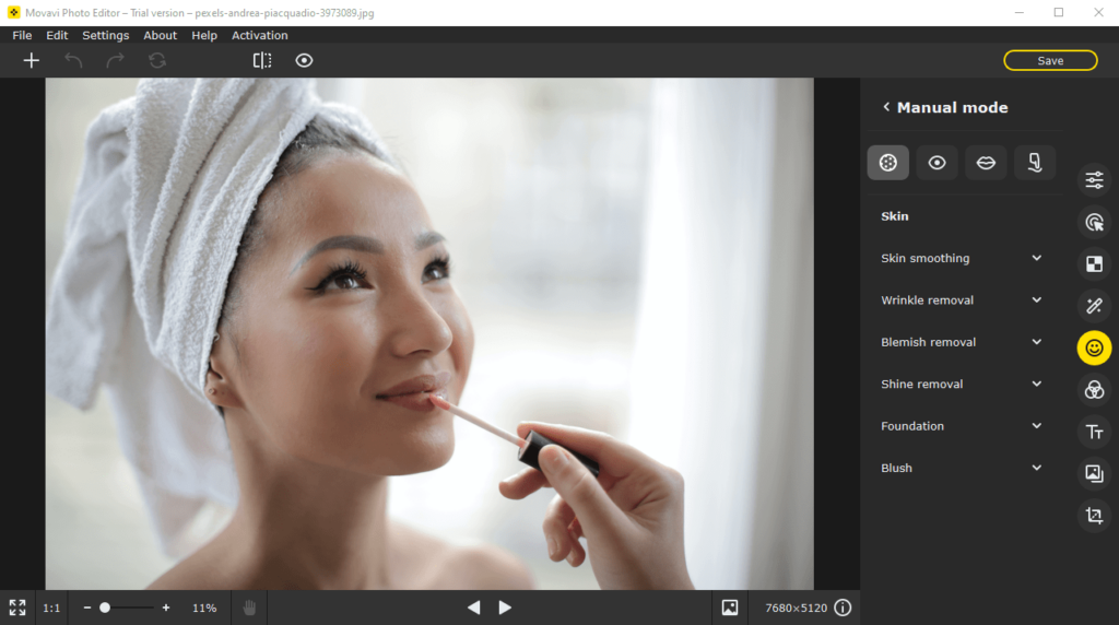 Movavi Photo Editor Skin retouching