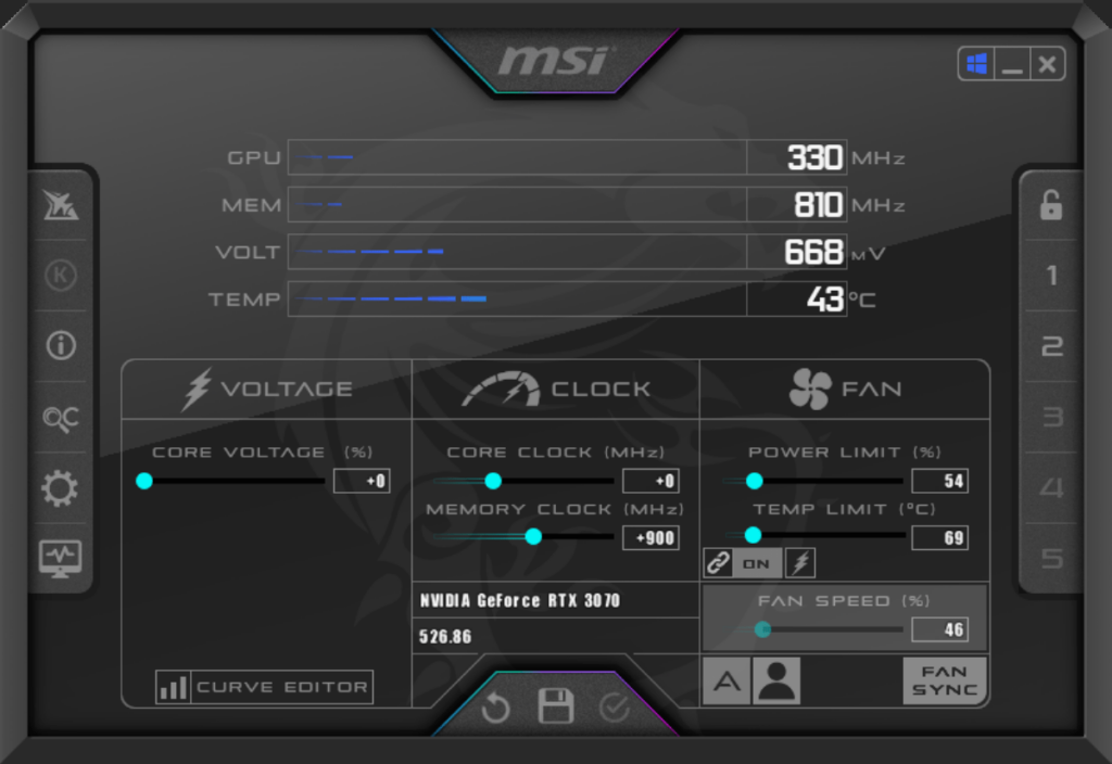 MSI Afterburner GPU Parameters