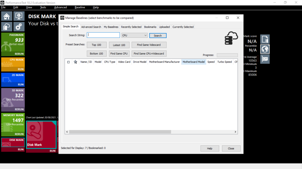 PerformanceTest Manage baselines