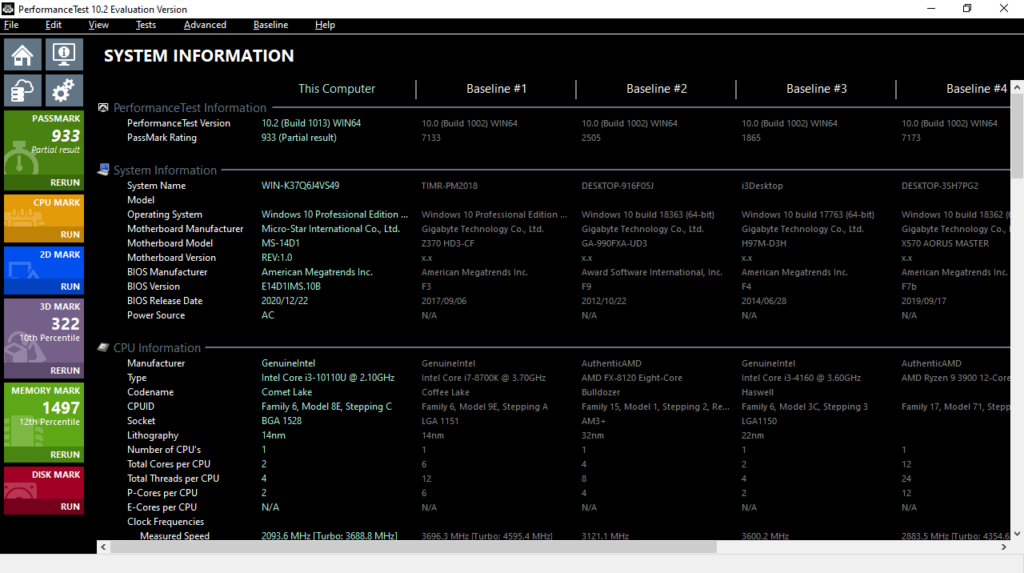 PerformanceTest System information