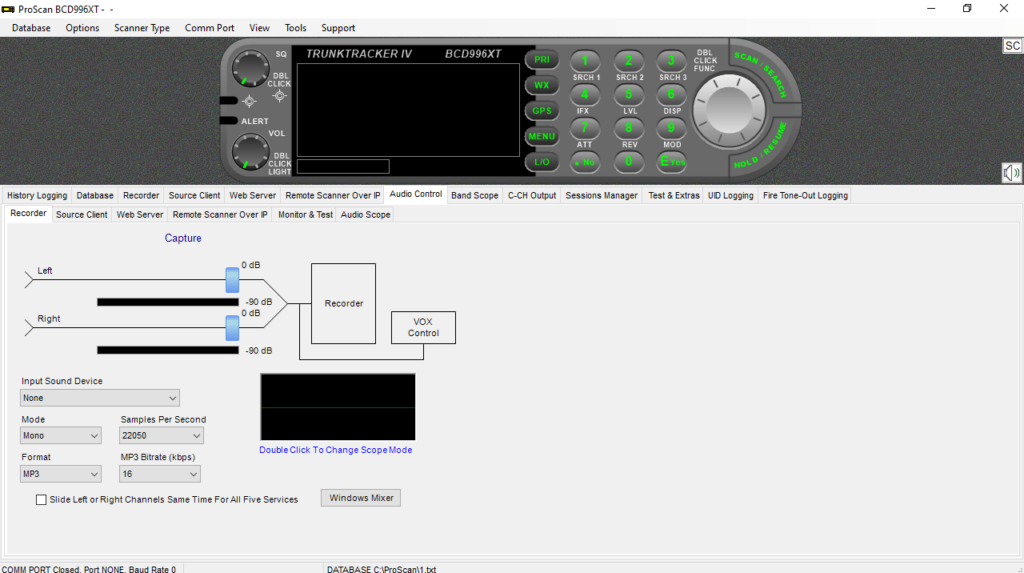 ProScan Audio control