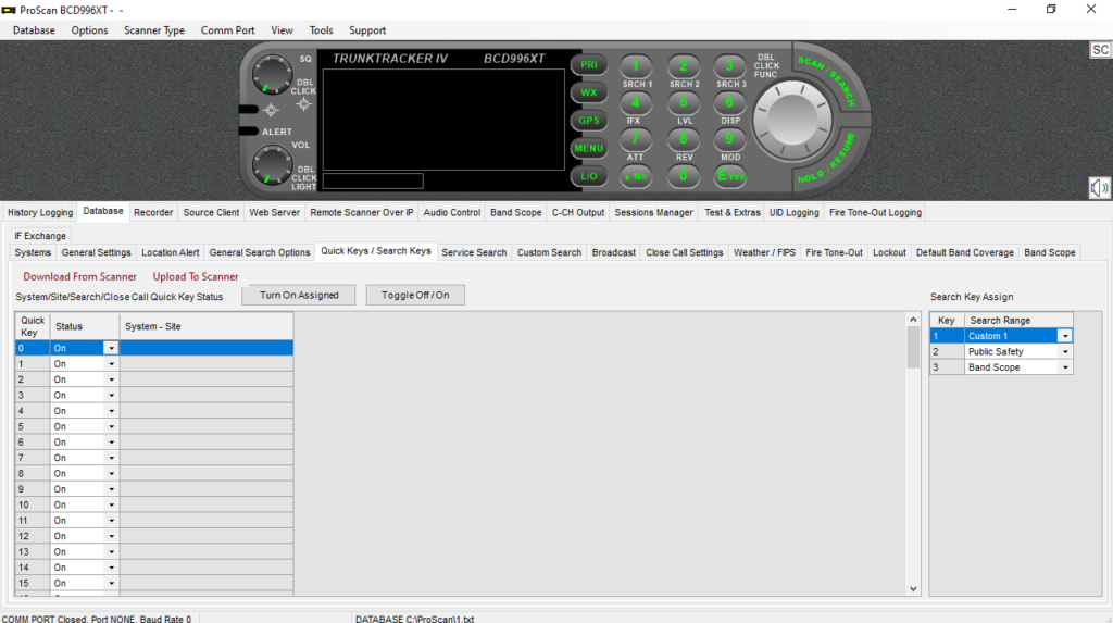 ProScan Quick keys