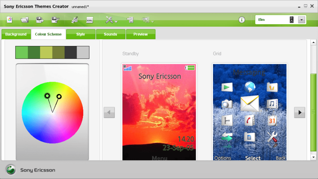 Sony Ericsson Themes Creator Color scheme