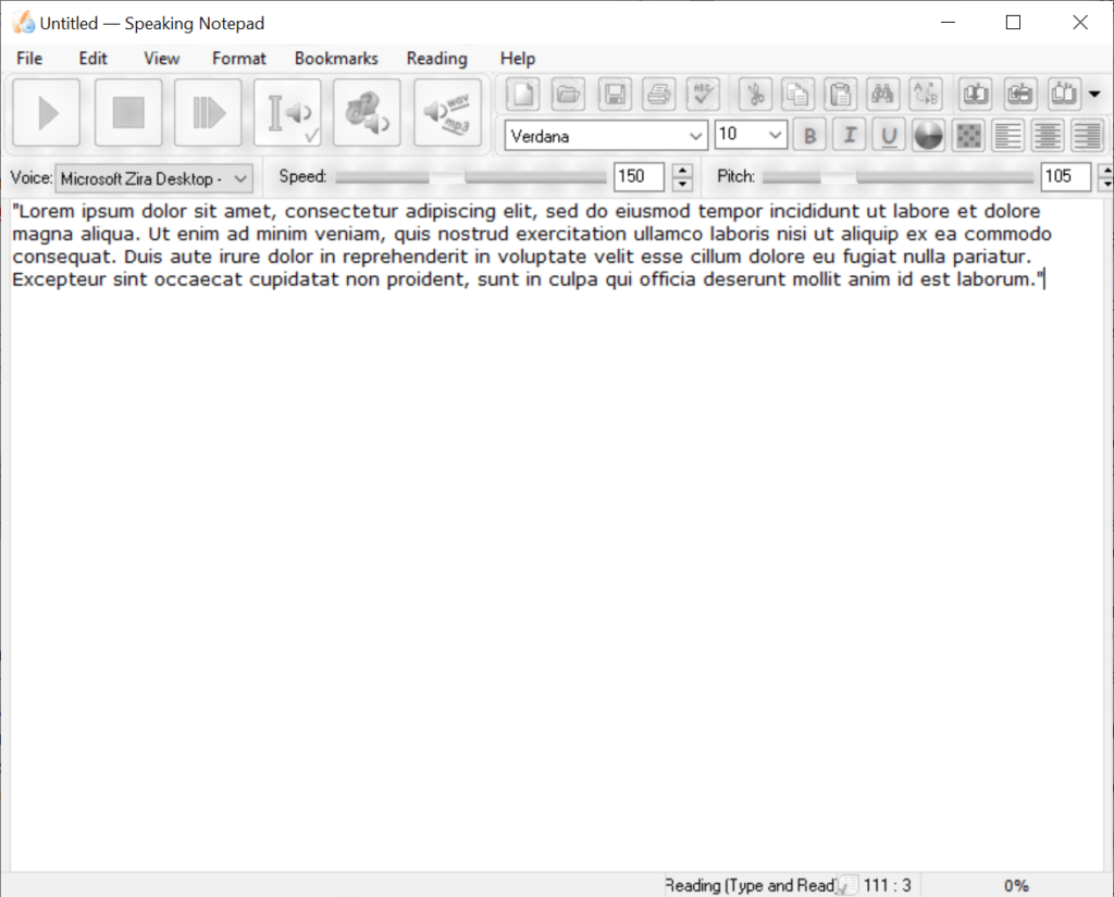 Speaking Notepad Text editor