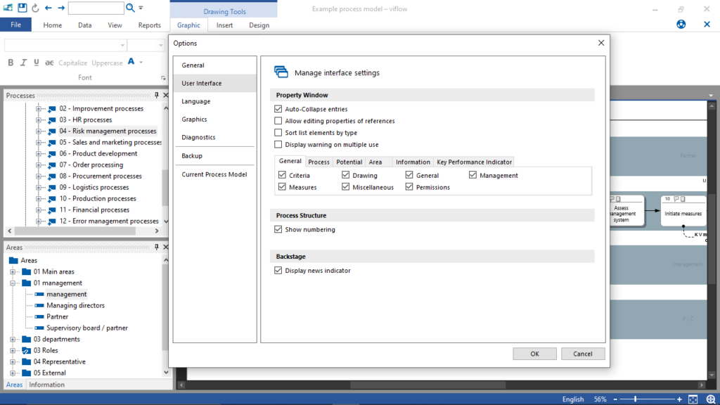 ViFlow Manage interface settings