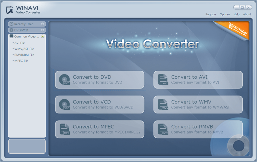 WinAVI Video Converter Welcome screen