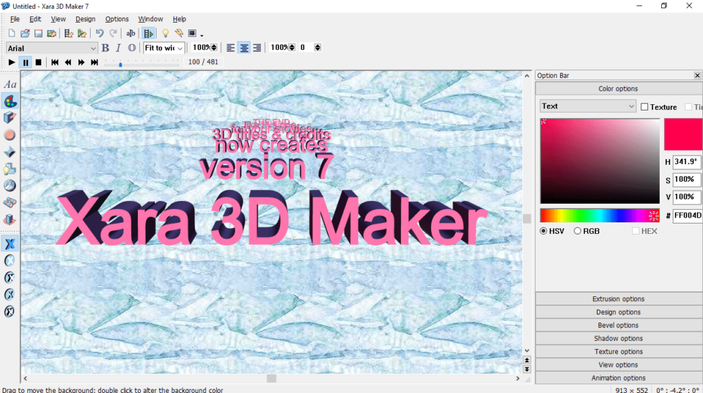 Xara 3D Maker Pick colors